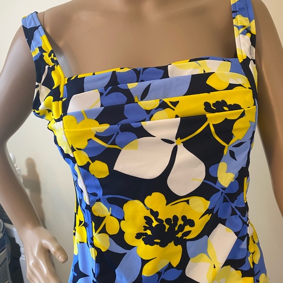 Caribbean Joe Other - Caribbean Joe Blue and Yellow Floral Tankini Top only